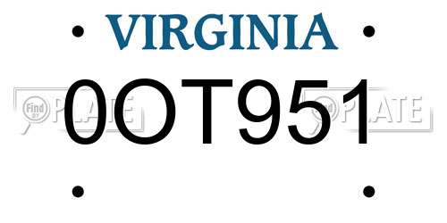0OT951 Virginia License Plate