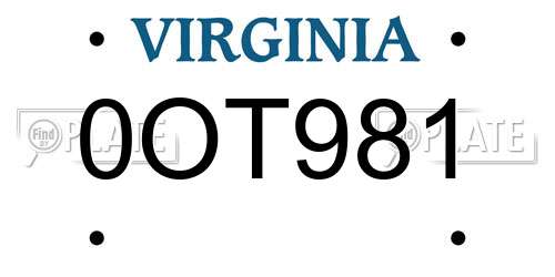 0OT981 Virginia License Plate