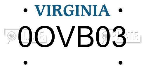 0OVB03 Virginia License Plate