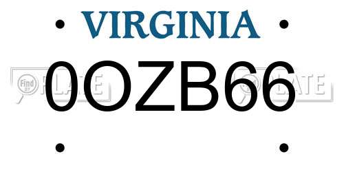 0OZB66 Virginia License Plate