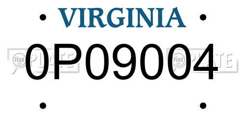 0P09004 Virginia License Plate