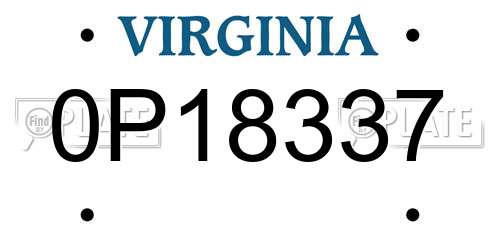 0P18337 Virginia License Plate