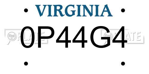 0P44G4 Virginia License Plate