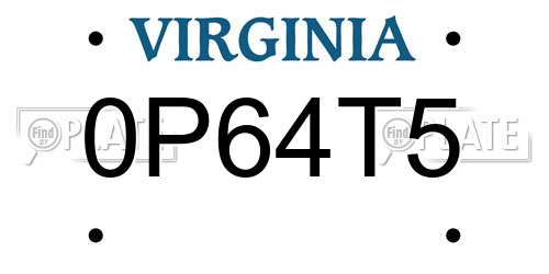 0P64T5 Virginia License Plate
