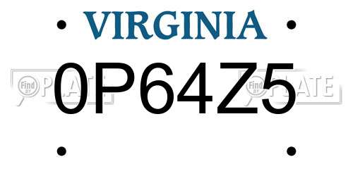 0P64Z5 Virginia License Plate