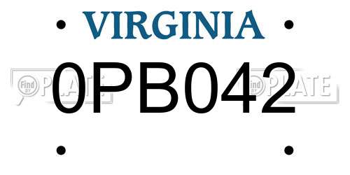 0PB042 Virginia License Plate