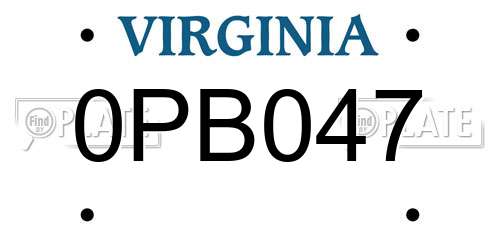 0PB047 Virginia License Plate
