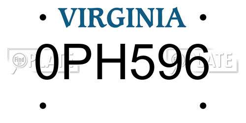 0PH596 Virginia License Plate
