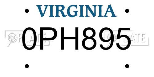 0PH895 Virginia License Plate