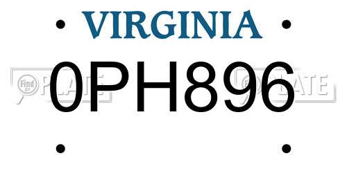0PH896 Virginia License Plate