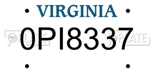 0PI8337 Virginia License Plate