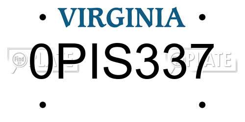 0PIS337 Virginia License Plate