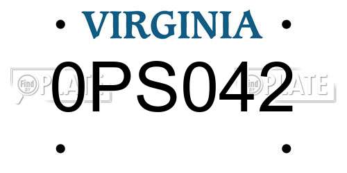 0PS042 Virginia License Plate