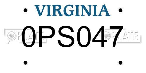 0PS047 Virginia License Plate