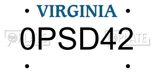 0PSD42 Virginia License Plate