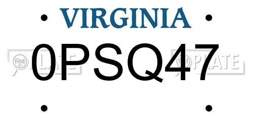 0PSQ47 Virginia License Plate