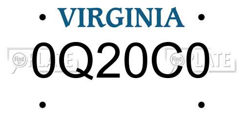 0Q20C0 Virginia License Plate