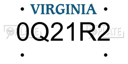 0Q21R2 Virginia License Plate