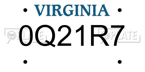 0Q21R7 Virginia License Plate