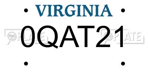 0QAT21 Virginia License Plate