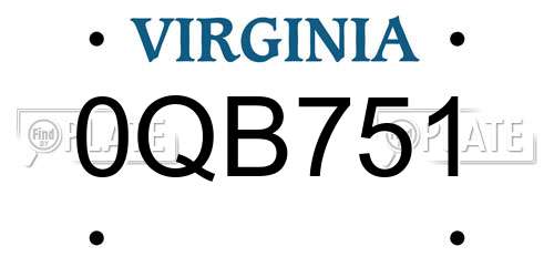 0QB751 Virginia License Plate