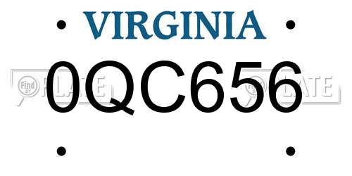 0QC656 Virginia License Plate