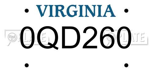 0QD260 Virginia License Plate