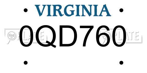 0QD760 Virginia License Plate