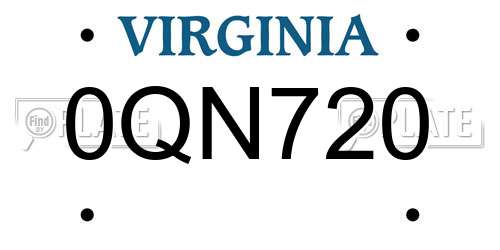 0QN720 Virginia License Plate