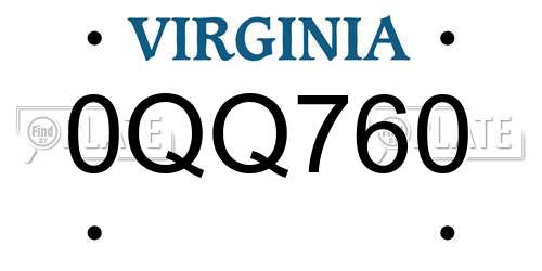 0QQ760 Virginia License Plate