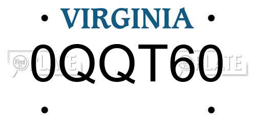 0QQT60 Virginia License Plate