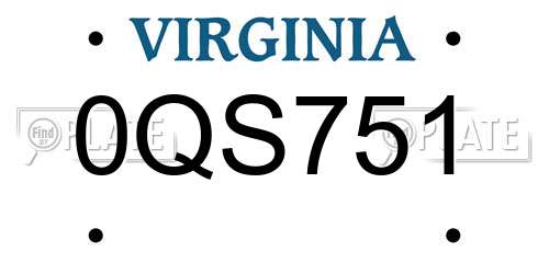0QS751 Virginia License Plate