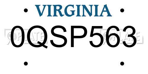 0QSP563 Virginia License Plate