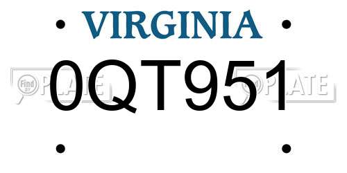 0QT951 Virginia License Plate