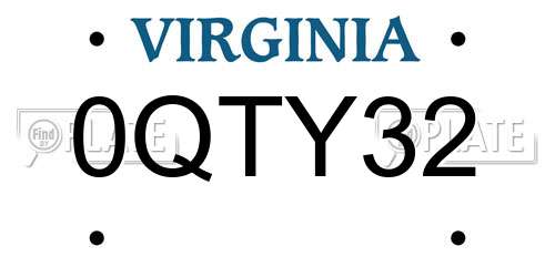 0QTY32 Virginia License Plate