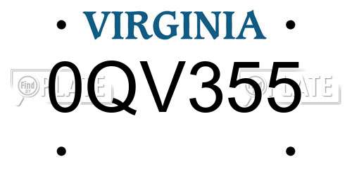 0QV355 Virginia License Plate