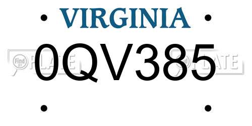 0QV385 Virginia License Plate