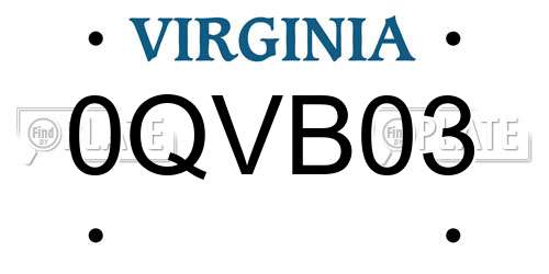 0QVB03 Virginia License Plate