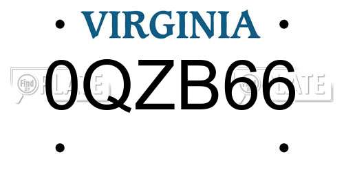 0QZB66 Virginia License Plate