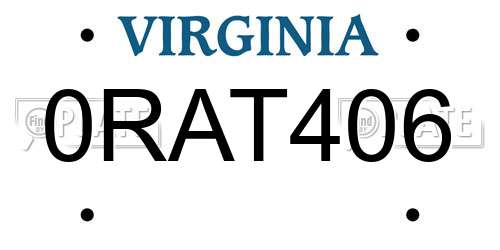 0RAT406 Virginia License Plate