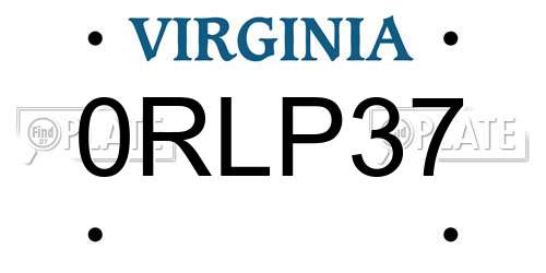 0RLP37 Virginia License Plate