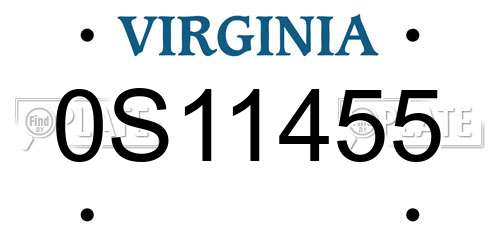 0S11455 Virginia License Plate