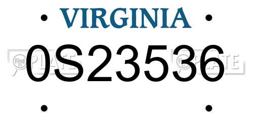 0S23536 Virginia License Plate