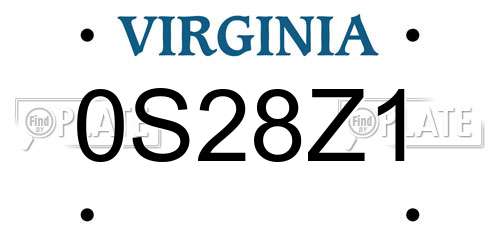 0S28Z1 Virginia License Plate