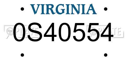0S40554 Virginia License Plate