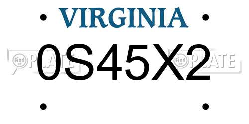 0S45X2 Virginia License Plate