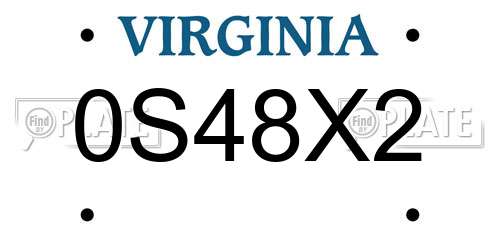 0S48X2 Virginia License Plate