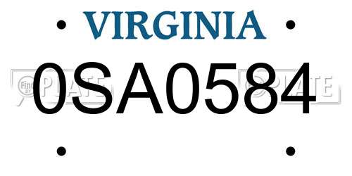 0SA0584 Virginia License Plate