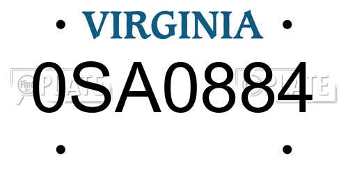 0SA0884 Virginia License Plate