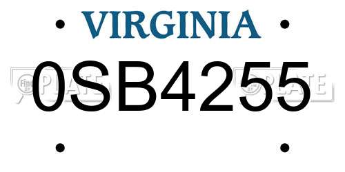 0SB4255 Virginia License Plate
